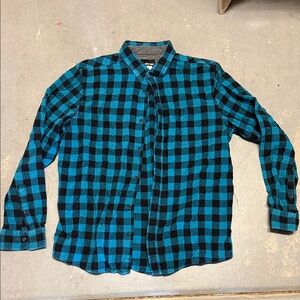 Men's Teal and Black Plaid Casual Shirt